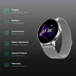 noise Twist Go Smartwatch with Bluetooth Calling (35mm TFT Display, IP67 Water Resistant, Silver Link Strap) image 2
