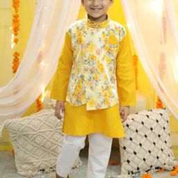 BownBee Boys Floral Printed Pure Cotton Kurta with Pyjamas-20