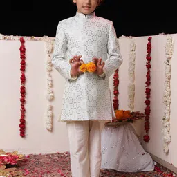 VASTRAMAY Boys Textured Indowestern sherwani-picture-34