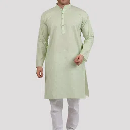 Maharaja Striped Mandarin Collar Kurta With Pyjamas-image-11