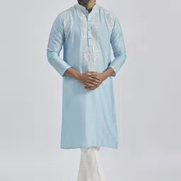 VASTRAMAY Men Paisley Yoke Design Regular Thread Work Kurta with Pyjamas-picture-4