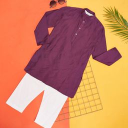 indus route by Pantaloons Boys Mandarin Collar Pure Cotton Kurta with Pyjamas & Dupatta-31