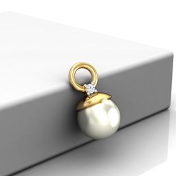 KUBERBOX Pearl Dazzle Charm 18KT Gold Diamond Studded Pendant-0.45gm-image-31