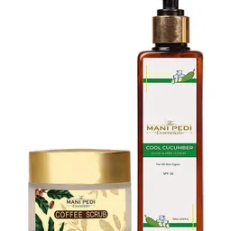 The Mani Pedi Essentials Combo Pack Of Coffee Body Scrub With Cool Cucumber Body Lotion 200ML-54