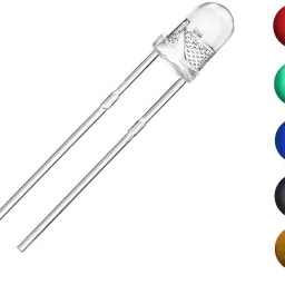(100 Pieces) Transparent LED 5mm, DC 3V (20 Each Red, Blue, Green, Yellow,White) Light Electronic Hobby Kit-21