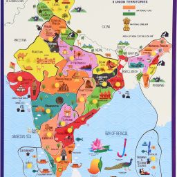 Wooden Large Geographical India Map Jigsaw Puzzle with Knobs for Knowledge & Educational Aids, Board Game Best Gift for Kids and Home Office Decor-23