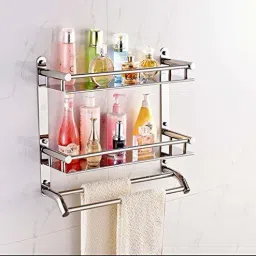 Stainless Steel Multi-use Rack / Bathroom Shelf / Kitchen Shelf / Bathroom Stand / Bathroom Rod / Bathroom Accessories Stainless Steel Wall Shelf (Number of Shelves - 1, Silver) Stainless Steel Wall Shelf-image-51