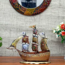 craft tree Metal Handpainted Decorative Ship Showpiece in Golden Color-picture-39