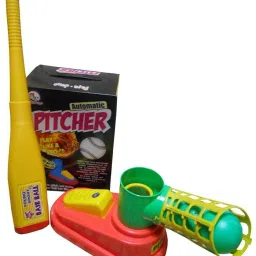 Automatic Plastic Pitcher Power Shot Game, Unbreakable, Includes 1 Bat, 3 Balls-37