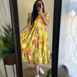 Floral Print Cotton Blend Stitched Anarkali Gown-image-33