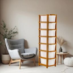 Plastic 7 Layer White Compartments Kids & Home Plastic Free Standing Chest of Drawers Storage Basket-image-5