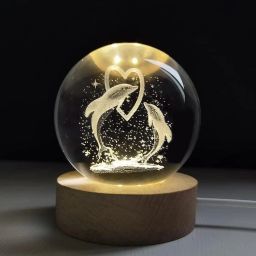60mm Dolphin Crystal Ball with LED Wooden Base Night Light Gifts Table Lamp-image-84
