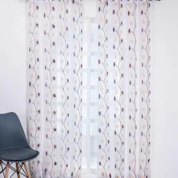 parda online Maroon & Yellow Polyster Floral 7ft Sheer Eyelet Window/Door (1 Pc)-picture-20