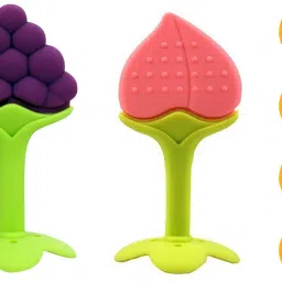 Silicone BPA Free Fruit Shape Teethers for Baby/Infants (Grapes & Peach) Teether-picture-5