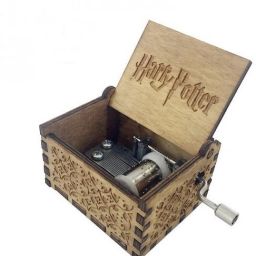 Harry potter music box with main theme song hand cranked Hand Engraved Wooden Music Box for personal collection and gifting! High quality-1