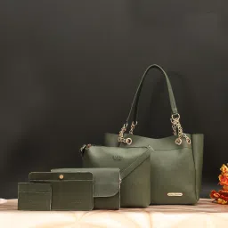 Vegan Leather Stylish Tote Bag Pac of5 Ladies Purse Handbag Messenger Bag-image-15