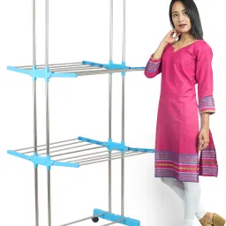 Plastic, Steel Floor Cloth Dryer Stand Space Saving 3 Tier Clothes Dryer Stand for Indoor & Outdoor-image-22