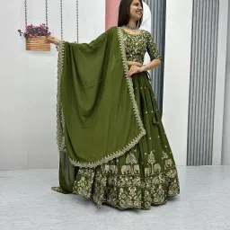 Embroidered Semi Stitched Lehenga Choli-image-15
