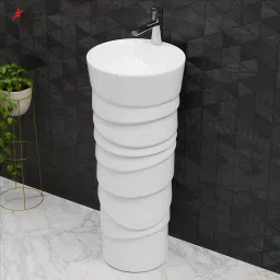 Designer One Piece Free Standing Damru Wash Pedestal Basin-picture-16
