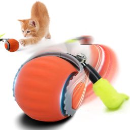 Electric Automatic Rolling Cat Ball Toy with Teasing Tail Bell and 2 Speed Modes Silicone Rubber Toy For Cat-image-54