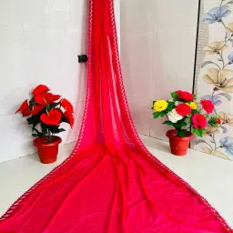 Chiffon Self Design Pink Women Dupatta-image-24
