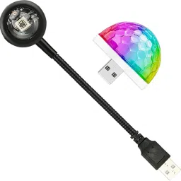 USB Sunset Light + Small Sound Activated Rhythm USB Disco Light for Home & Party Shower Laser Light-37