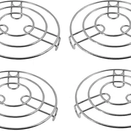 Pcs Of 4 Kitchen Steaming Stainless Steel Round Cooker Steamer Rack Cooking Pot Tray mirror Trivet-37