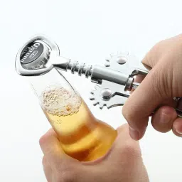 Wine Cork Screw & Bottle Opener - 2 in 1 (Silver) Stainless Steel Wine and Bottle opener Bottle Opener-image-33