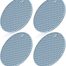 Silicone Trivet Mat Hot Pads for Kitchen,Trivets for Hot Pots and Pans,Blue Round Trivet-36