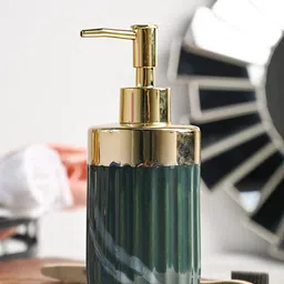 MARKET99 Green & Metallic-toned Ribbed Soap Dispenser 350 ml-50