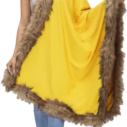 Solid Wool Blend Women Yellow Stole-image-27