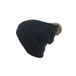 Gajraj Self Design Woollen Beanie With Fur Pom Pom image 4