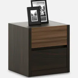 spacewood Kosmo Maple Bedside Table in Fumed Oak Melamine Finish with Drawers-picture-10