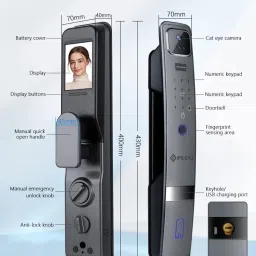 iPlug Metal Smart Door Lock i-02 | 6-Way Unlocking | 3D Face Unlock | Fingerprint | PIN Smart Door Lock image 3