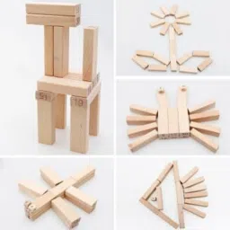 ap int 51 Pcs Blocks 4 Dices Wooden Tumbling Stacking Jenga Building Tower Game image 4