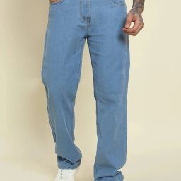 Men Relaxed Fit Mid Rise Light Blue Jeans-image-49