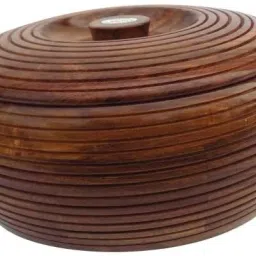 Wooden Casserole Chapati RotiBox Serving Sheesham HotPot with Lid StainlessSteel Serve Casserole-21
