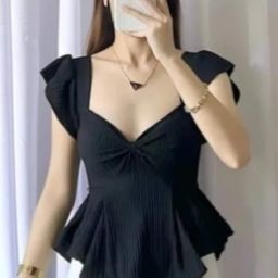 Casual Puff Sleeves Solid Women Black Top-image-21