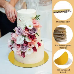 drapenza 20 Pcs Round Cake Base Board Set | 7 8 9 10 inch- 5 Pcs Each MDF Cardboard Paper Cake Server image 4