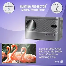 HUNTING PROJECTOR Warrior 010 (850 ANSI /LAMP Life 30000 HRS/Full HD 1080 4K Support) (8000 lm / 1 Speaker / Wireless / Remote Controller) Portable Projector image 2