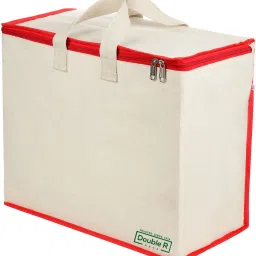 Cotton Handles with Multipurpose Clothes Storage Organizer Grocery Vegetable Shopping and three round Covers Zip Bags (Red) Pack of 1 Grocery Bag-image-26