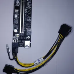Jack and Rex GPU RISER WITH TEMPRATURE SENSOR and PCIE SPLITTER 8-Pin Female to 2(6+2) Pin Male Pin UPGRADED 2021 (BLACK) VER 012X PLUS COMBO/ 16x to 1x Power PCIe Riser Adapter 80cm USB 3.0 Cable DDR2 1 GB NVIDIA Chipset 1200 bit 1200 MHz Graphics Card image 3