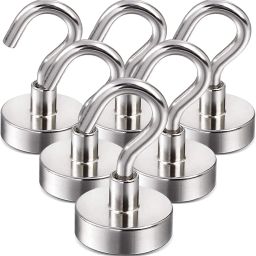 6 Pieces of Strong Neodymium Hook Magnets, 6 Kgs Vertical Pulling Force Magnet Multipurpose Office Magnets, Door Magnet, Fridge Magnet, Kitchen Organiser Magnet Pack of 6-image-77