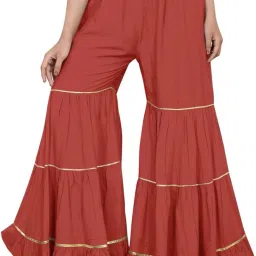Women Regular Fit Red Viscose Rayon Trousers-image-52