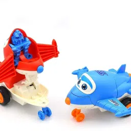 Mini Friction Power Aeroplane Toy with De-Formation Robot Function for Kids|K40-44
