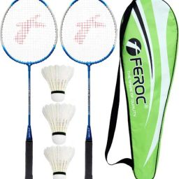 3003 Aluminum Badminton -Racket Set of -2 with- 3 Pieces Feather shuttles with Full- Cover Badminton Kit-5