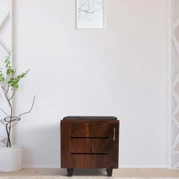 solace craft Tinny Shoe Rack With Seating In Brown Teak Finish-picture-3