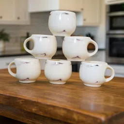 Pack of 6 Bone China White Marble Tea cup set of 6 for Home/Office/Gifting-15