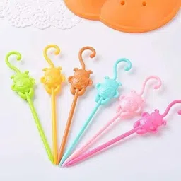 gc famous Coconut Tree Fruit Fork Stand with Monkey Shape Fruit Fork Set Disposable Plastic Fruit Fork, Salad Fork, Serving Fork image 2