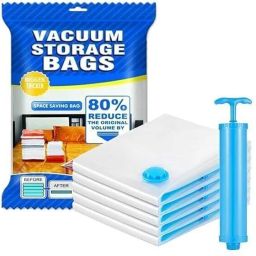 Space Saver Reusable Vacuum Storage Ziplock Compression Sealer Bags & hand Pump, Travel Storage Vacuum Bags-image-83